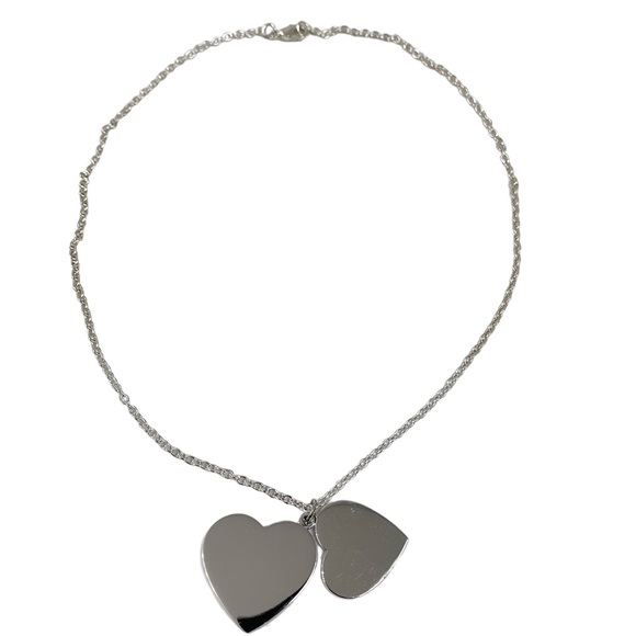 ❤️ Double Silver Heart Pendant Necklace - Picture 4 of 8